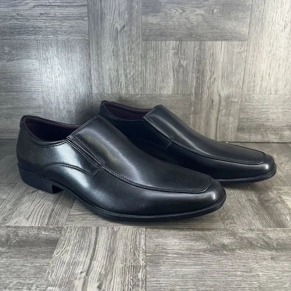 Perry Ellis Men's size 10 Ultra Cush Pablo 4 Black Leather Slip On Dress Shoes